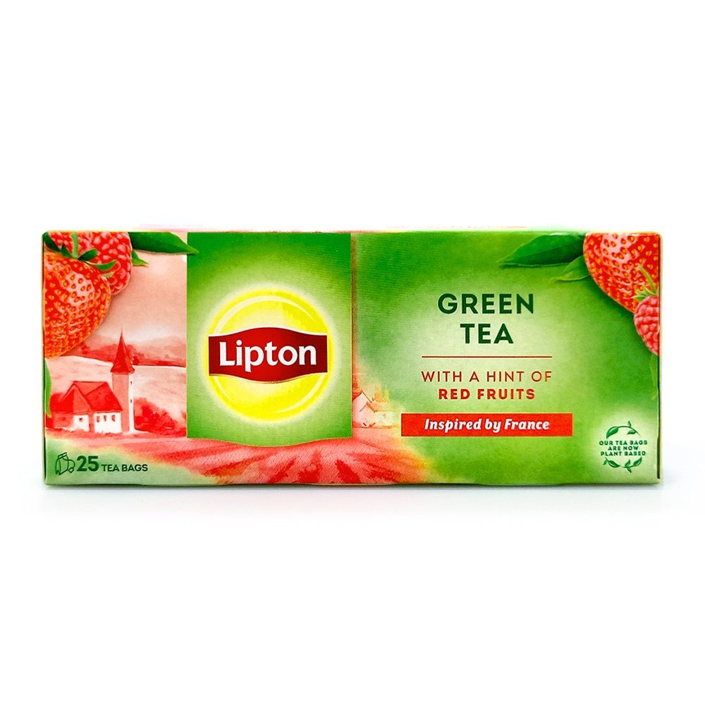 Unilever Teekanne Lipton Grüner Tee Red Fruits, 25er Pack