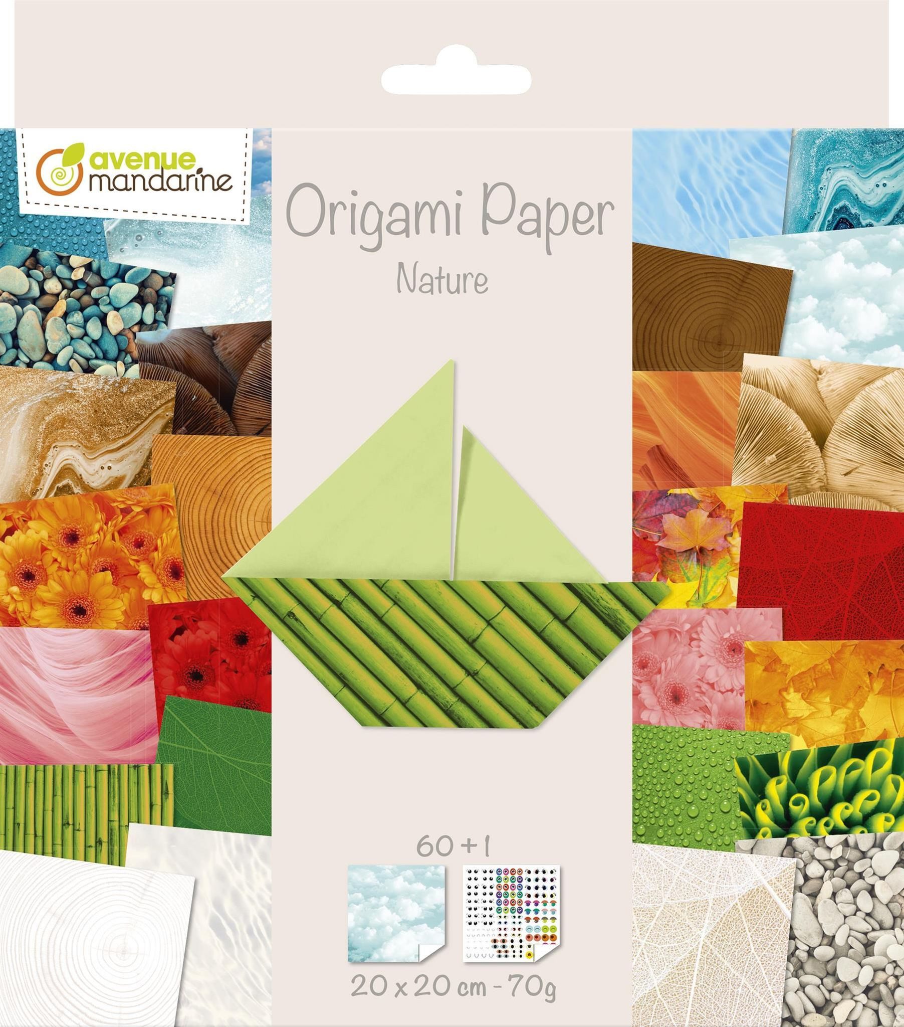 Avenue Mandarine Bastelkartonpapier Avenue Mandarine Origamipapier 20x20 60Bl 70g Natur