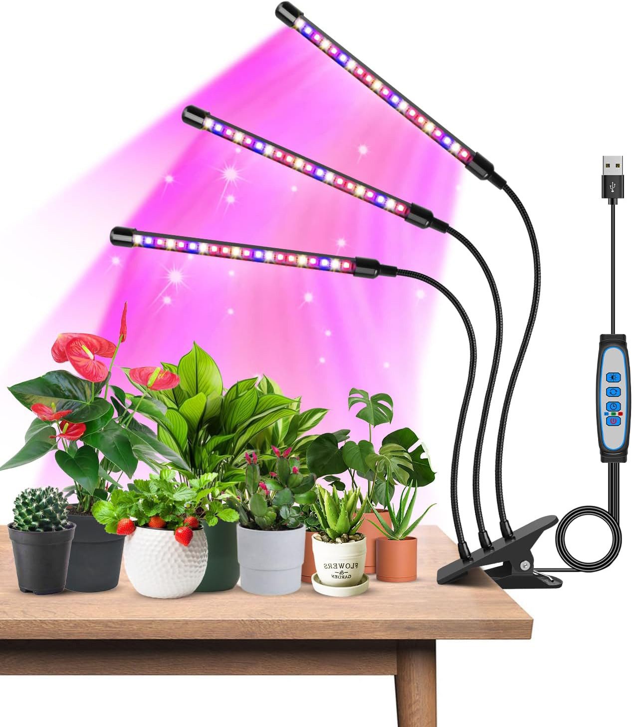 SinLaw Pflanzenlampe Dreiköpfige LED Pflanzenlampe, Vollspektrum Wachstumsl günstig online kaufen