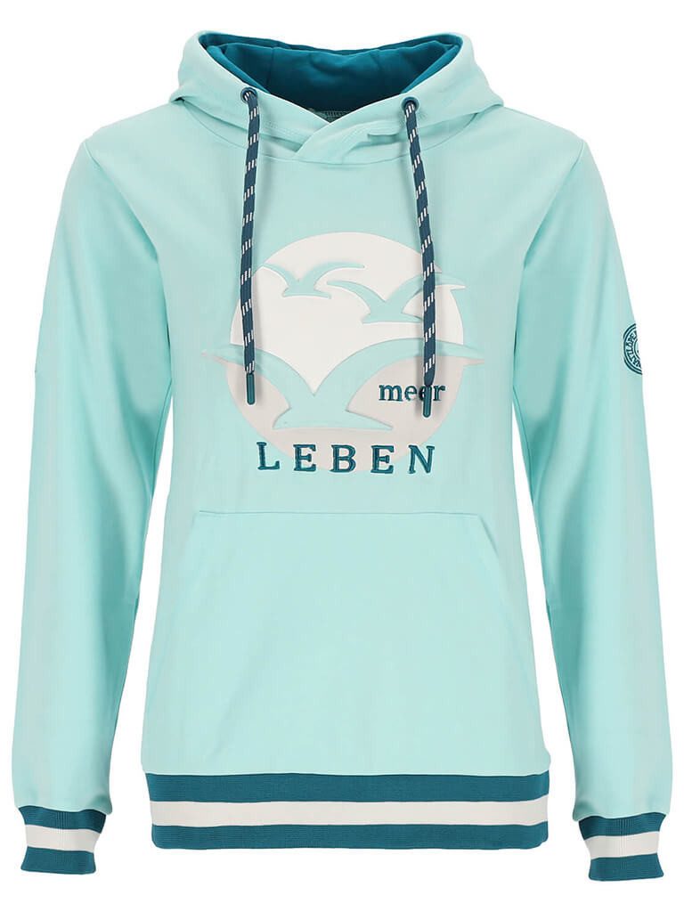 Wattlöper Kapuzenpullover 80905 Herren Sweathoody Möwen-Rubber-Print & Schrift-Stick meer Leben Hoodie Pullover mit Kapuze & Kängurutasche in weicher Qualität