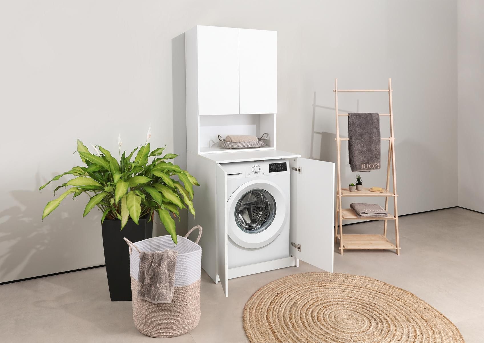 Intarbad Waschmaschinenumbauschrank Waschmaschinenschrank geschlossen mit Oberschrank stehend Halifax