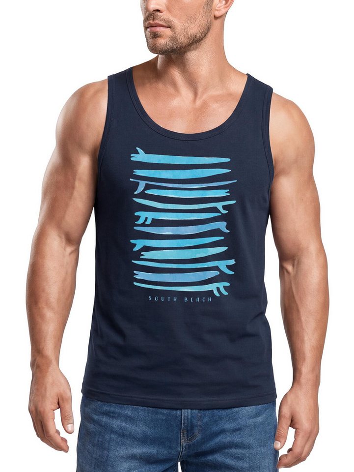 Neverless Tanktop Herren Tank-Top Surfboards South Beach California USA Sommer Surfing mit Print