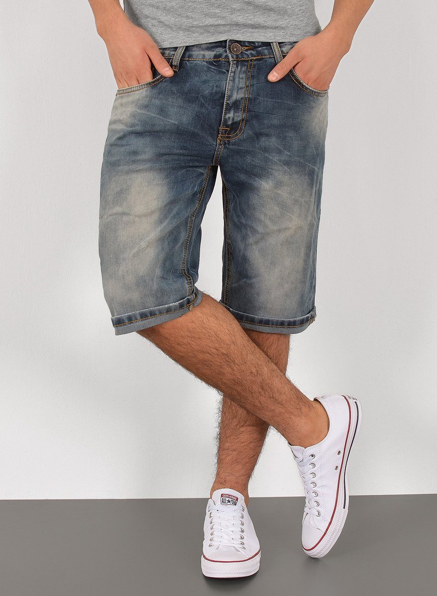 / Capri Stretch, Herren Comfort A360 Herren Plussize Hose, kurze Herren Große ESRA Look, Herren Regular mit Shorts Capri Jeanshose Jeans Straight Größe, Herrren Destroyed mit Herren Übergröße Rissen Hose Herren Shorts mit Jeans Jeans Hose Pocket, Jeans bis Capri Jeanshose, Jeansshorts AS430 5 kurze Jeansshorts Mittelblau