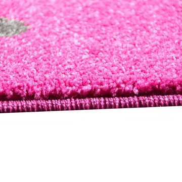 Kinderteppich Kinderteppich Schmetterling Design Pink Türkis Grau Grün Creme, TeppichHome24, rechteckig, Höhe: 13 mm