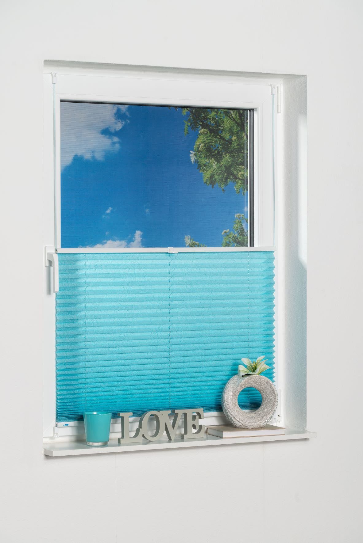 K-HOME Plissee Klemmfix Pisa, Lichtschutz, ohne Bohren, verspannt, Klemmfix, Crushed-Optik