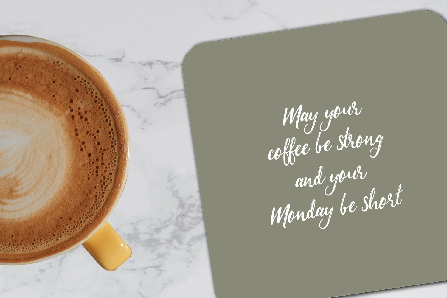 MuchoWow Glasuntersetzer Möge dein Kaffee - und Zubehör dein Montag sein Kaffee stark -, Gläser, kurz Glasuntersetzer, Zitate Untersetzer, - Tischuntersetzer, 6-tlg., Tasse für Korkuntersetzer