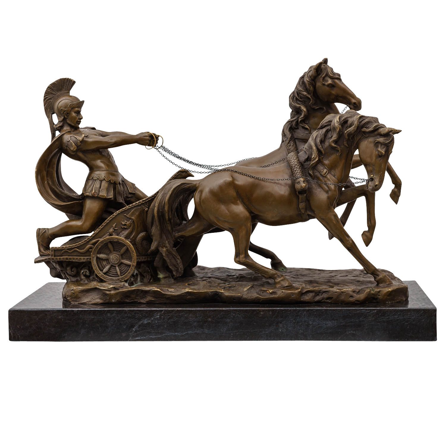 Aubaho Dekoobjekt Bronzeskulptur Römer im Streitwagen nach Adrian Jones Reiter Bronze 51
