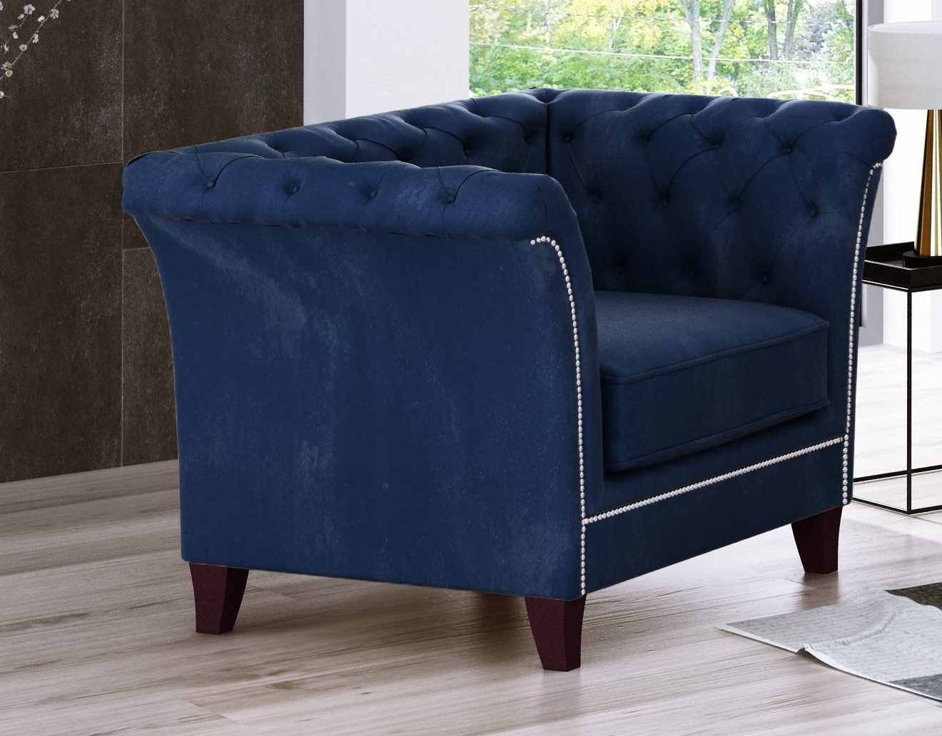 S-Style Möbel Chesterfield-Sessel Rainsburg aus Samt-Stoff günstig online kaufen