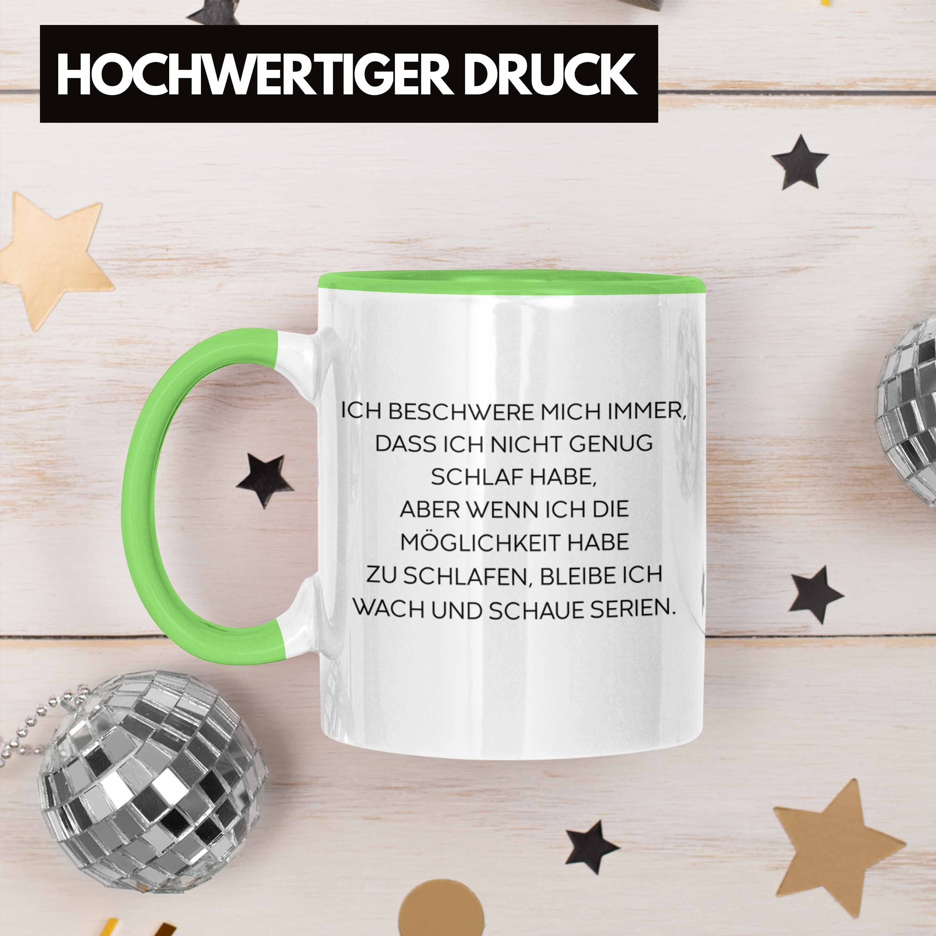 Trendation Tasse Trendation - Sarkasmus Geschenk Tasse Tassen mit mit für Lustige Frauen Spruch Arbeit Kollegin Sprüchen Becher Schlafen Männer Lustig Grün Büro