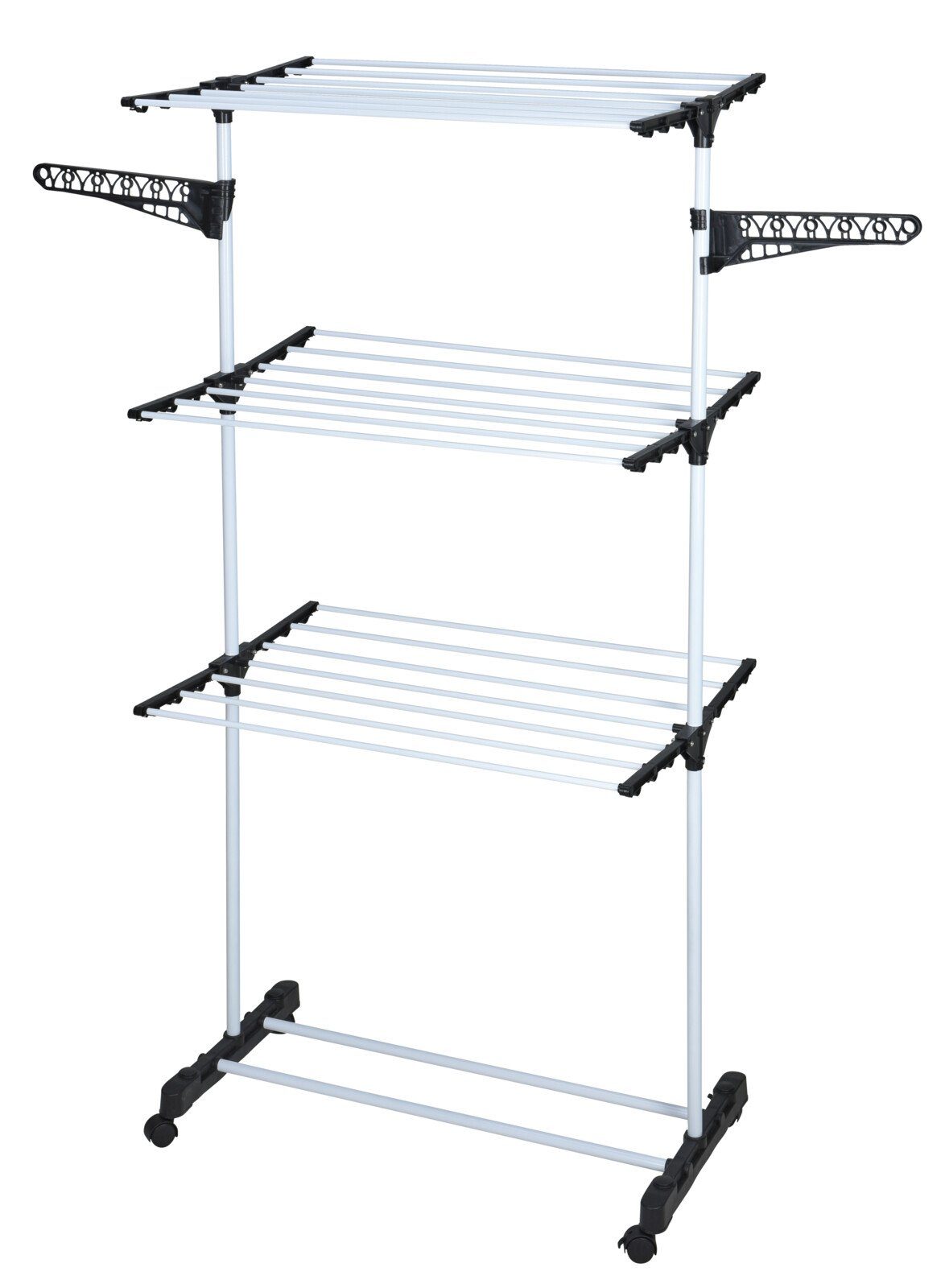 Koopman Wäscheständer Weiß, 4x 360° Rollen, Klappbar, Kleiderständer