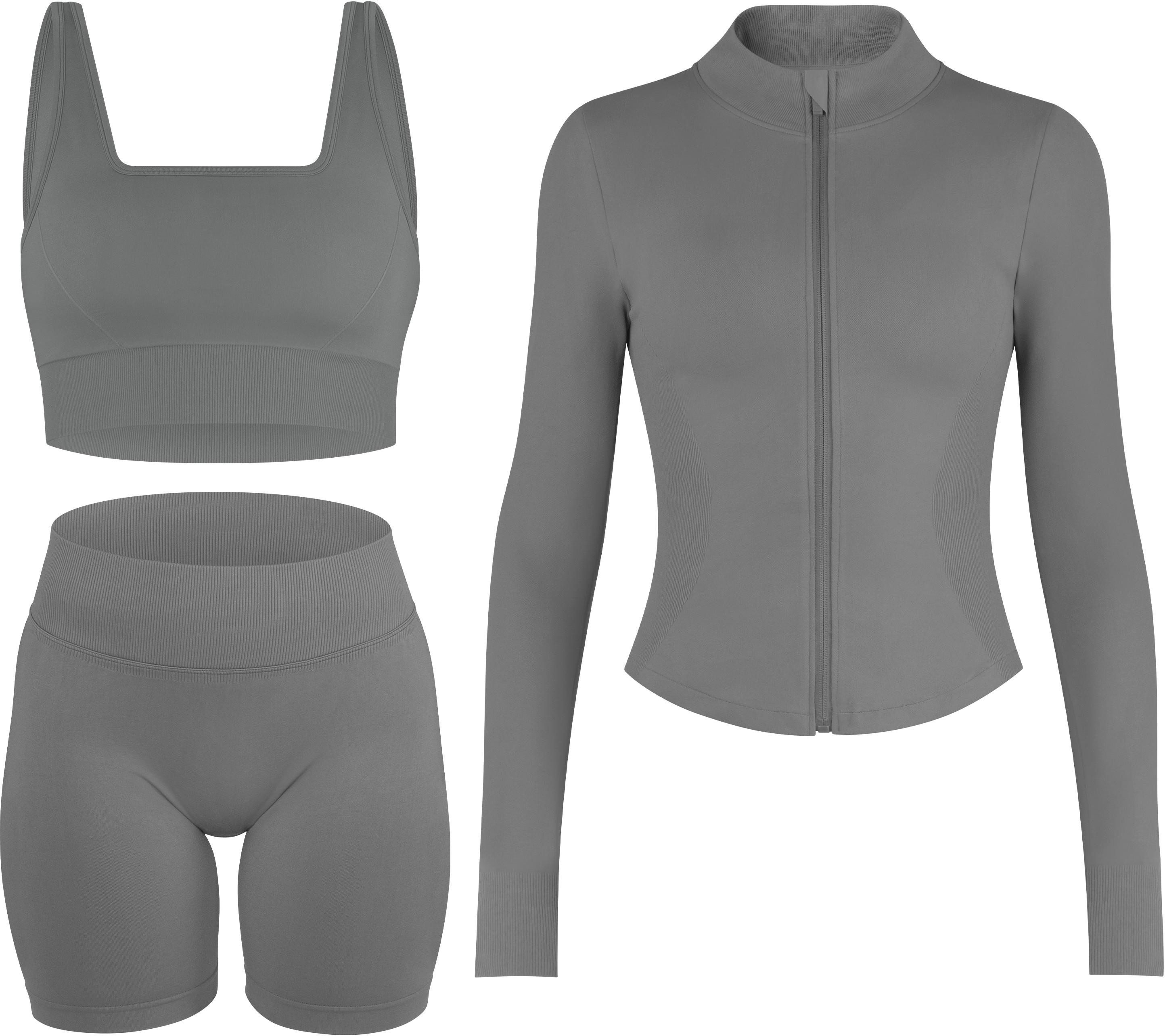 Circle Five Sportanzug, Sportjacke, Sport-BH mit Cups und blickdichte Shorts im Set.