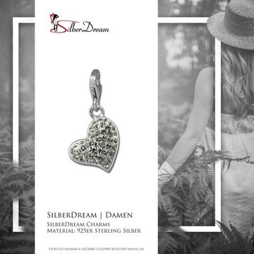 SilberDream Charm-Einhänger SilberDream weiß Charm Herz Zirkonia, Charmsanhänger Herz, 925 Sterling Silber, Farbe: weiß