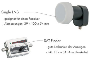 Schwaiger TVSET3 SAT-Antenne (42 cm, Stahl, Single LNB, hellgrau)