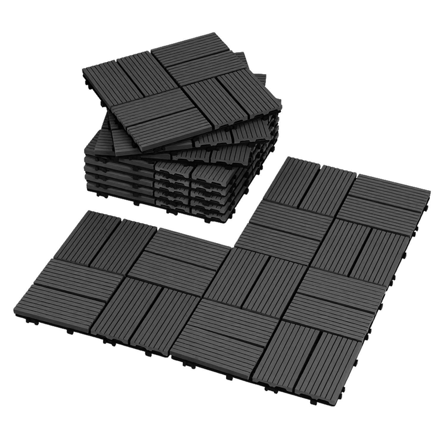 Clanmacy Terrassendielen WPC Terrassenfliesen 30x30cm langlebig für Balkon, Terrasse und Garten, BxL: je 30x30 cm, (55-St)