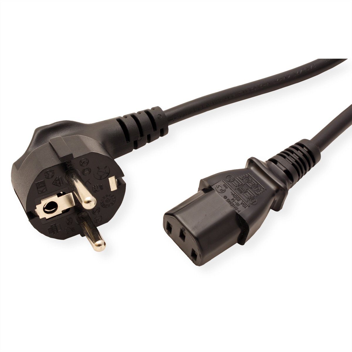 ROLINE Netzkabel, gerade IEC-Buchse Stromkabel, Schutzkontakt, CEE 7/7, Typ-E/F Männlich (Stecker), IEC320 C13, Kaltgeräte, 10A Weiblich (Buchse) (300.0 cm)