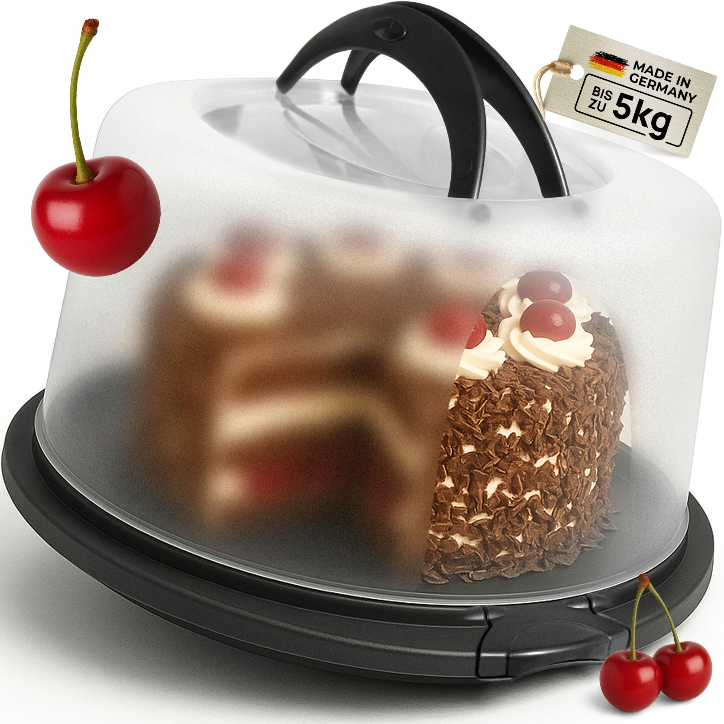 GERHOF Kuchentransportbox Kuchentransportbox, Tortenbehälter mit Tragegriff grau, (1-tlg)