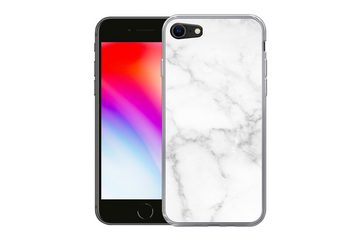 MuchoWow Handyhülle Marmor - Weiß - Grau - Luxus - Marmoroptik - Stein, Handyhülle Apple iPhone 8, Smartphone-Bumper, Print, Handy Schutzhülle
