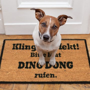Fußmatte Kokosmatte DING DONG, relaxdays, Höhe: 15 mm