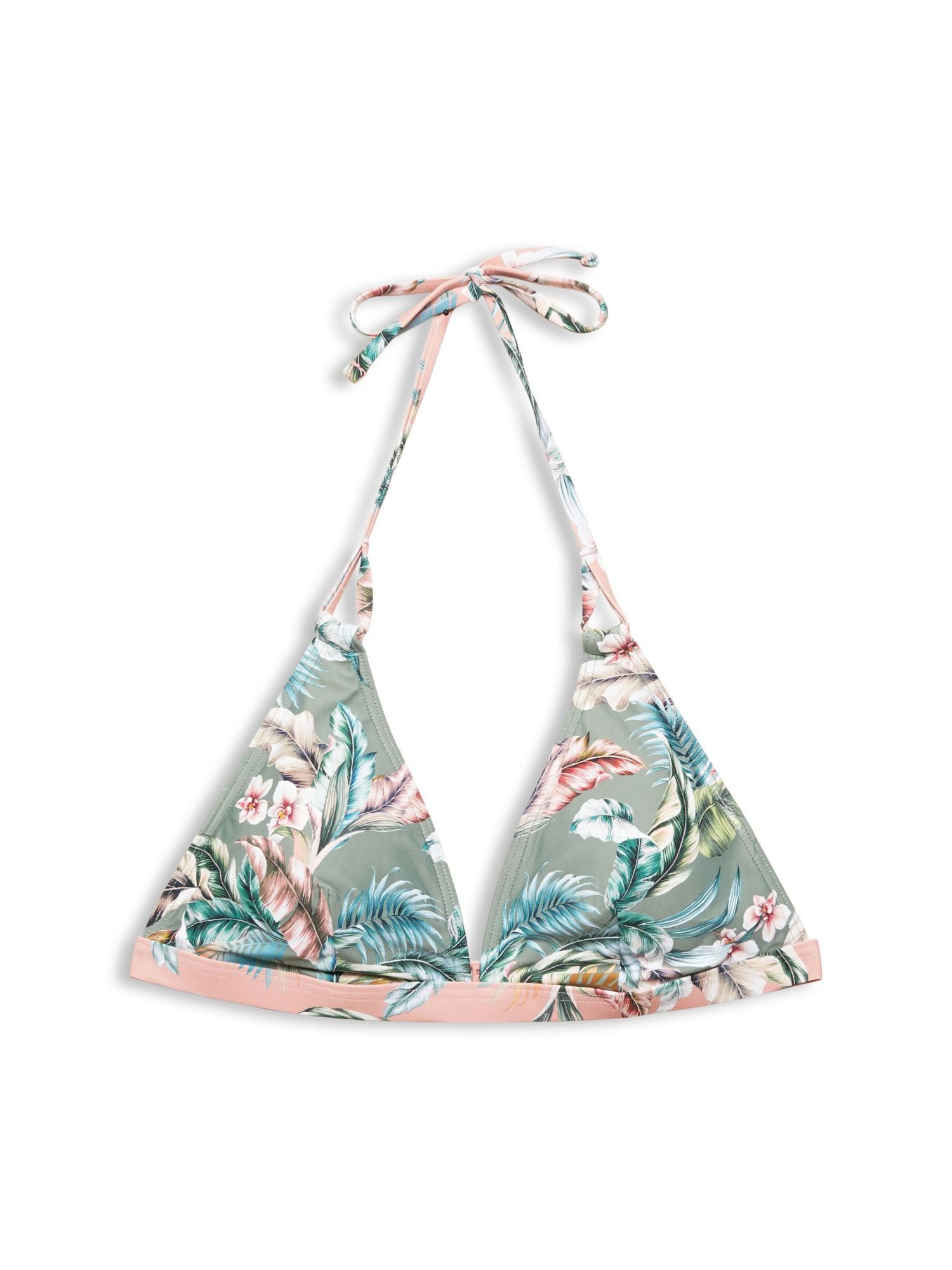 Esprit Triangel-Bikini-Top »Recycelt: Neckholder mit Tropical-Print«