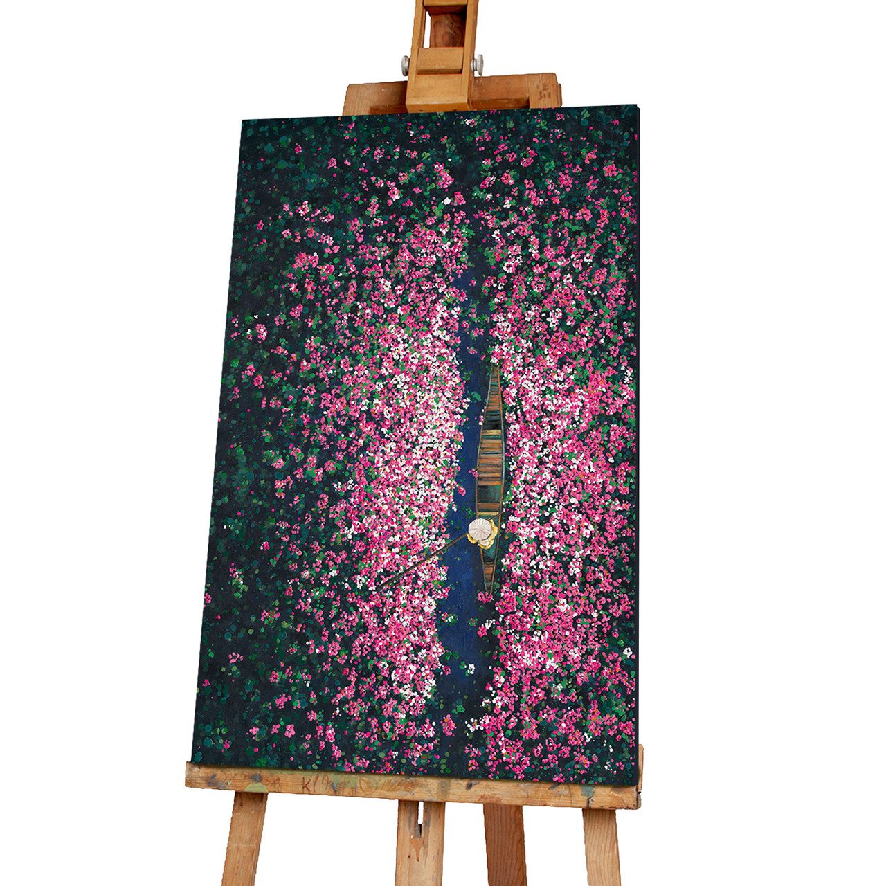 ArtUniverse Gemälde Blumenboot 80 x 120 cm, Naturmotiv