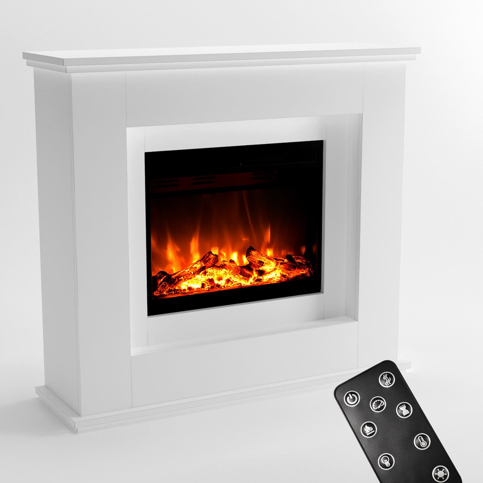 GF Core Elektrokamin EUROPA LED Kamin mit Heizung, Standkamin, Elektrischer Kamin mit 3-fach Farbwechsler und Knisterfunktion