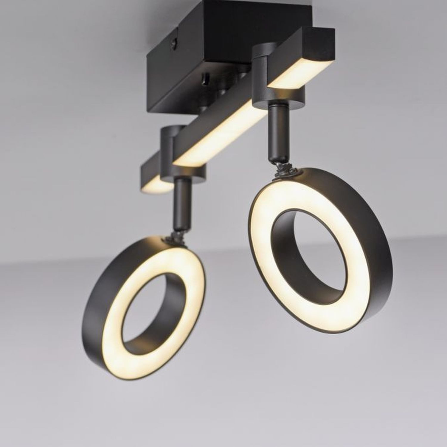 Licht-Erlebnisse Deckenstrahler ZYLDON, LED fest integriert, LED mit Dimmer Metall verstellbar Schwarz länglich 1300 lm Modern