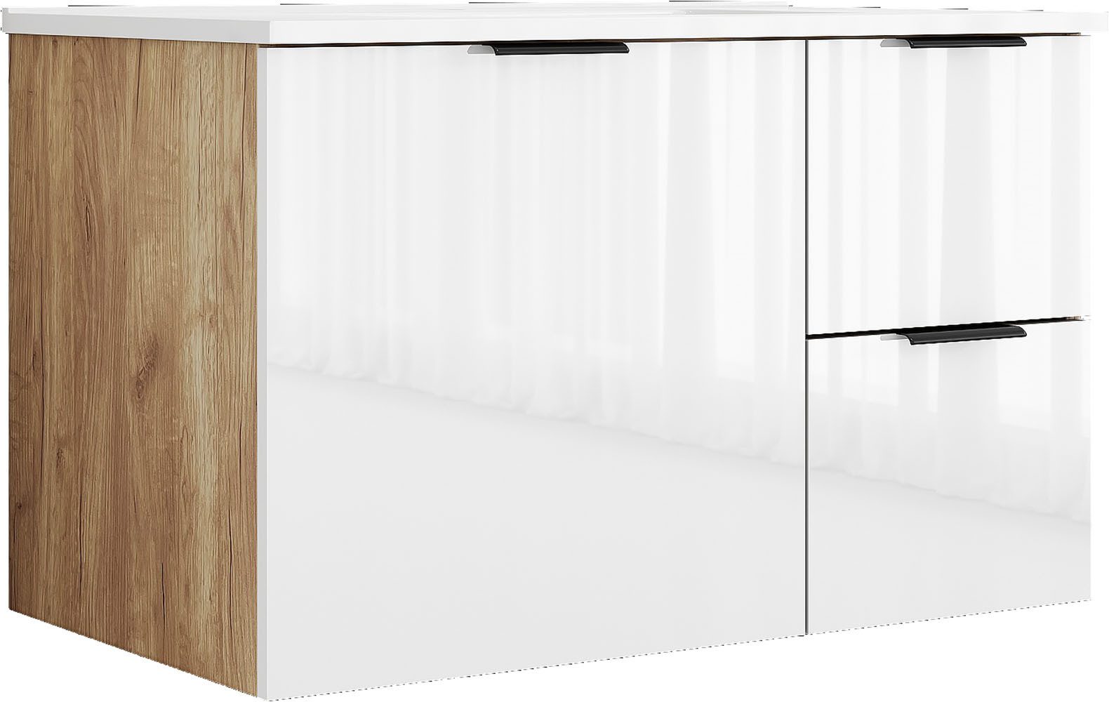 welltime Waschtisch Picante, Waschplatz mit Keramikbecken, 80cm, 1Tür und 2 Schubladen, hängend