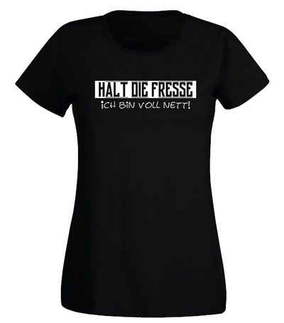 G-graphics T-Shirt Damen T-Shirt - Halt die Fresse – Ich bin voll nett! Slim-fit, mit trendigem Frontprint, Aufdruck auf der Vorderseite, Spruch/Sprüche/Print/Motiv, für jung & alt