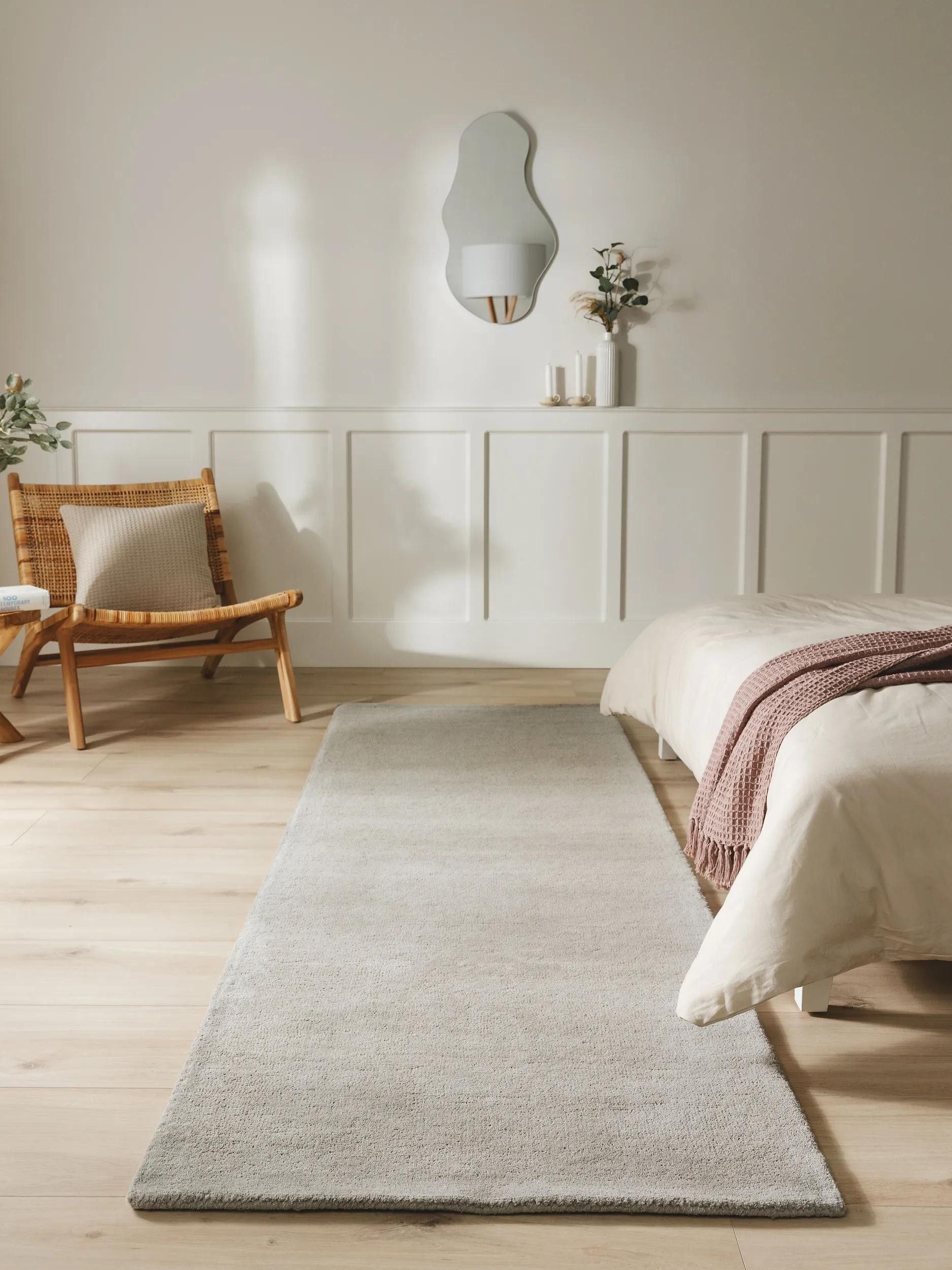 benuta Wollteppich Bent, rechteckig, Höhe: 6 mm, Teppich Wohnzimmer, Schlafzimmer, Esszimmer, Flur, Kunstfaser, Cozy