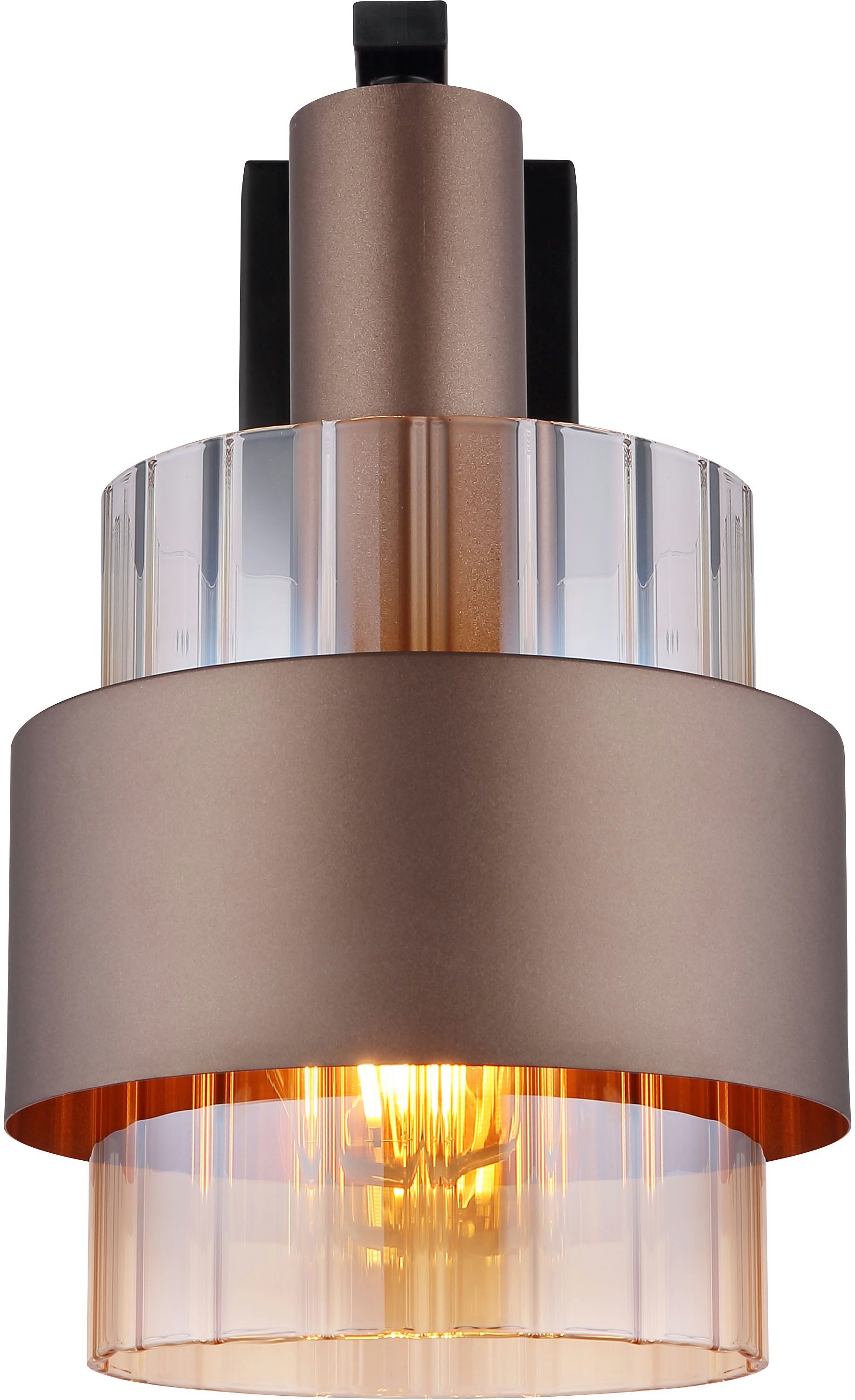 GLOBO LIGHTING Wandleuchte MILLEY, ohne Leuchtmittel, Wandlampe/Spot/Wohnzimmer/Flur/Glas amber/Metall
