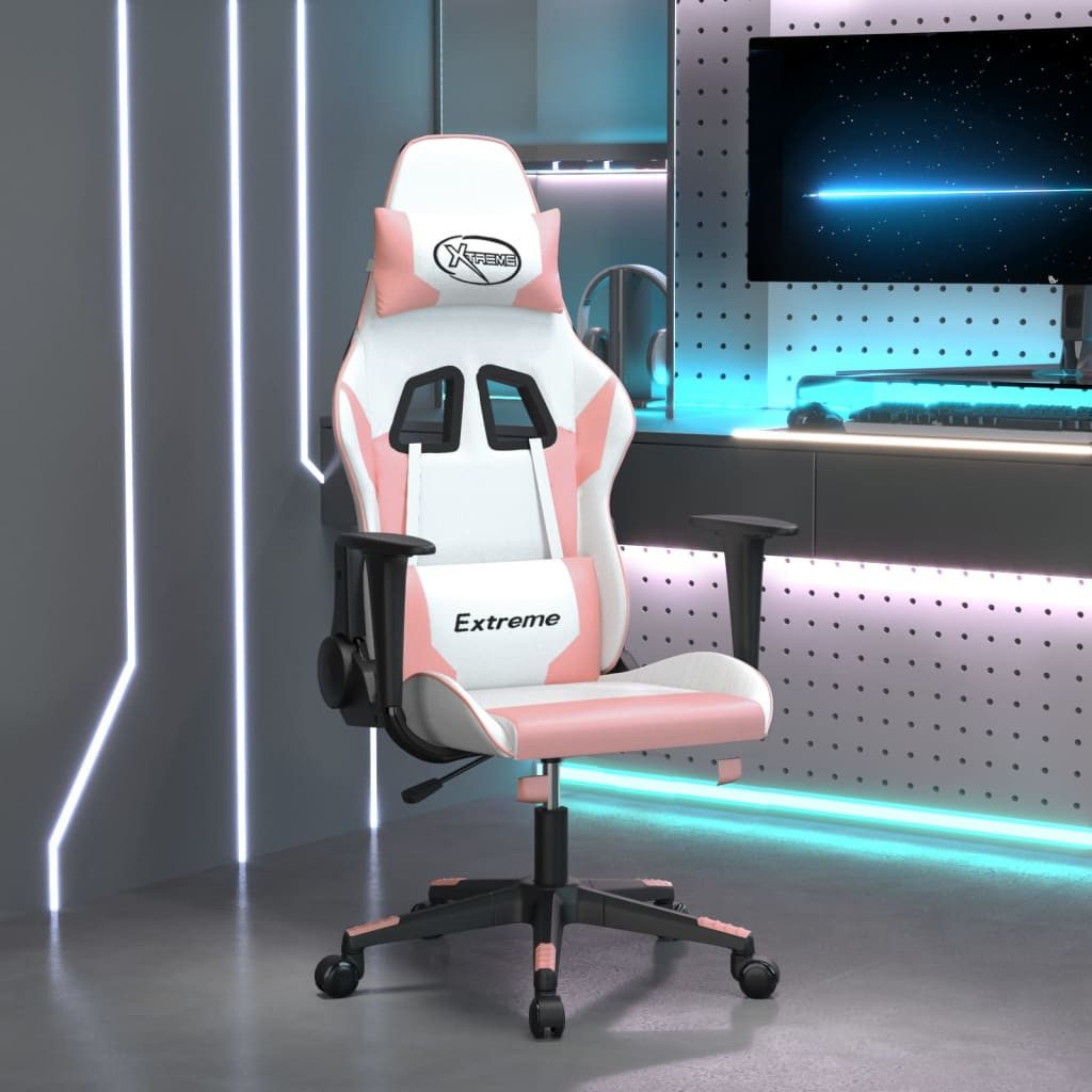 Gaming-Stuhl Weiß Rosa 67x58x(118-128) cm mit Kunstleder