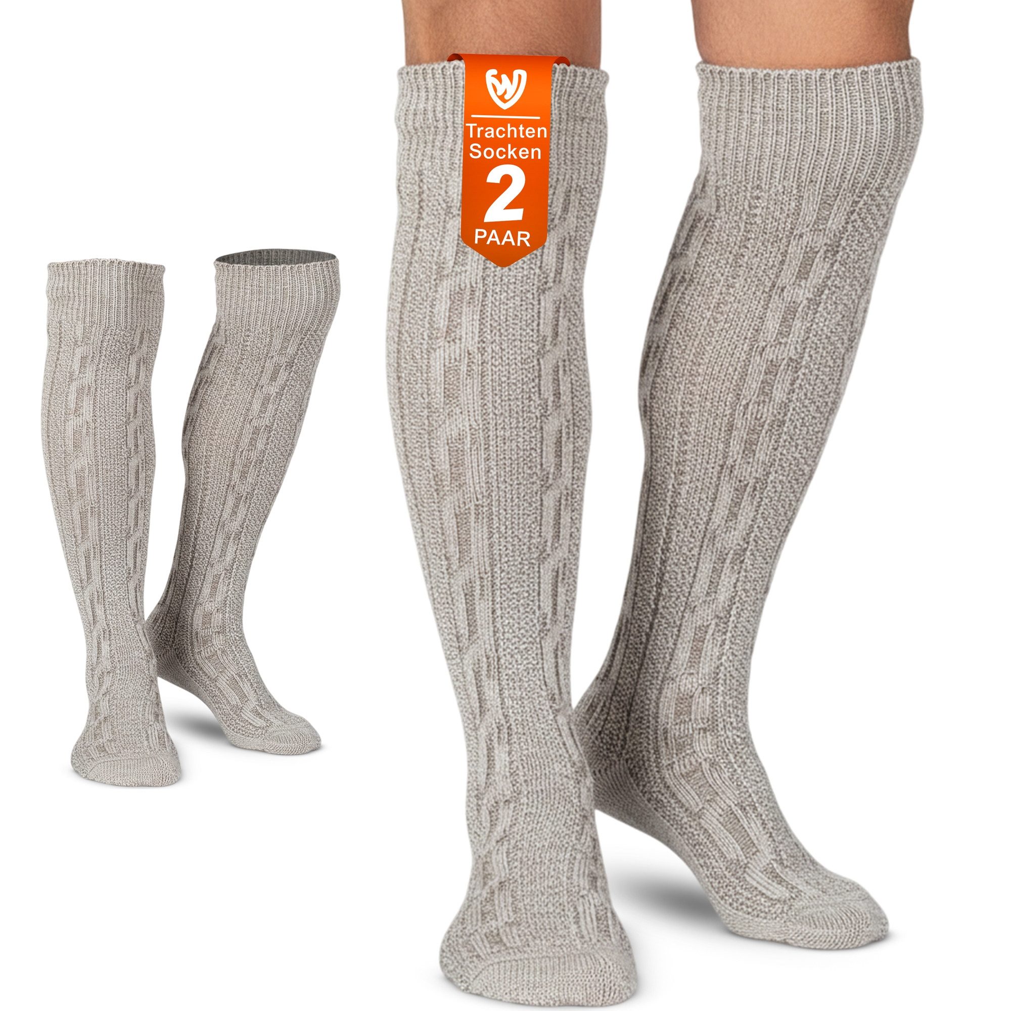 German Wear Trachtensocken GW250- 2xPaar AMZ (2er-Pack) 2er Pack Lange Trachtensocken Strümpfe Socken 70cm
