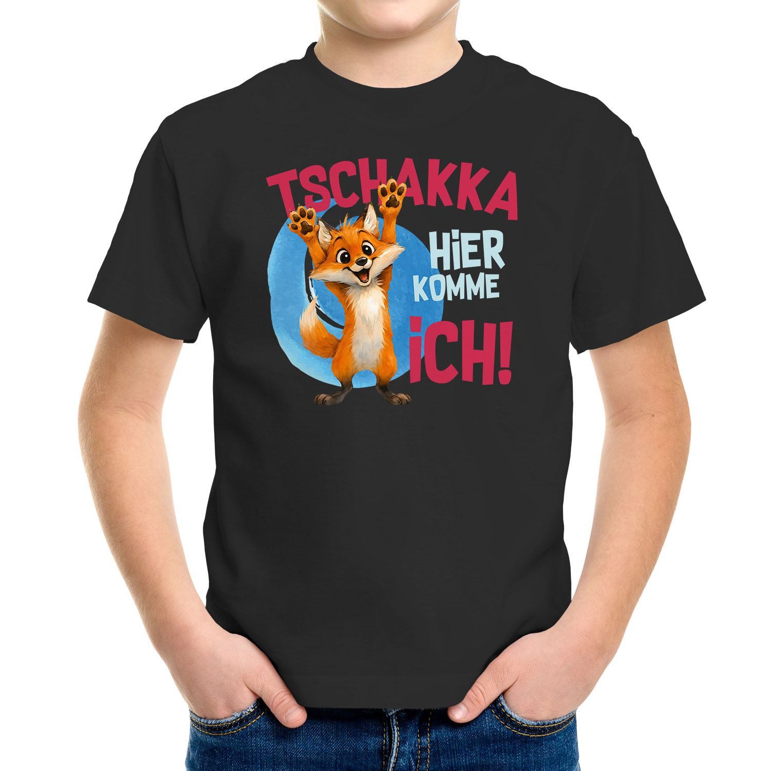 Print-Shirt Kinder T-Shirt Tschakka Hier komme ich Lustige Comic Tiermotiv-Shirts