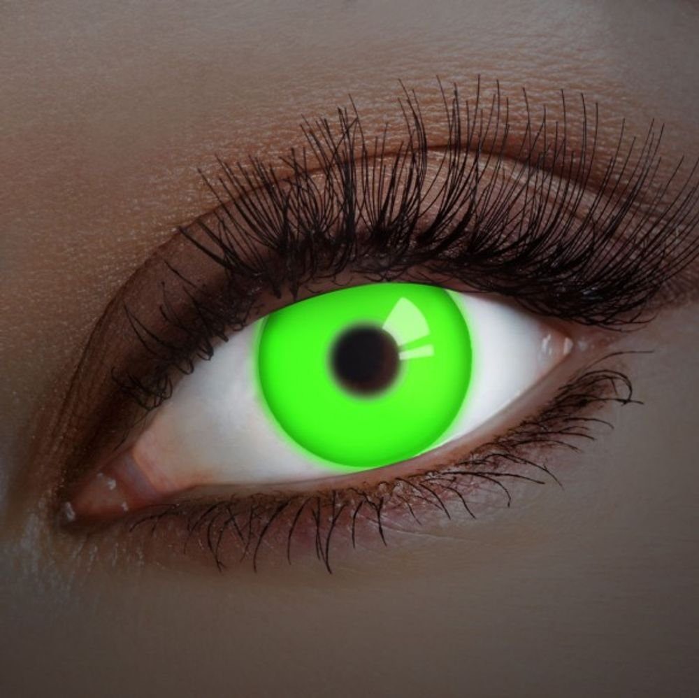aricona Farblinsen grüne farbige UV Kontaktlinsen leuchten reflektieren UV Schwarzlicht, ohne Stärke, 2 Stück