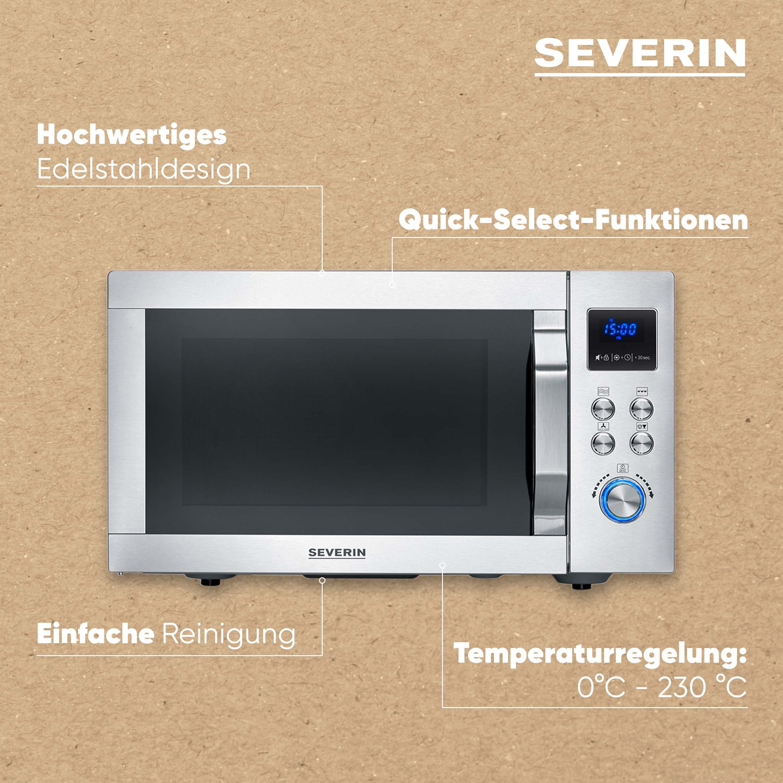 Severin Mikrowelle MW 7918 CrispyWave - Mikrowelle mit Grill- und Heißluftfunktion, elektrisch, 4-in-1, Mikrowelle Backofen Grill Heißluftfritteuse, bis 230°C,  – Bild 2 von 5