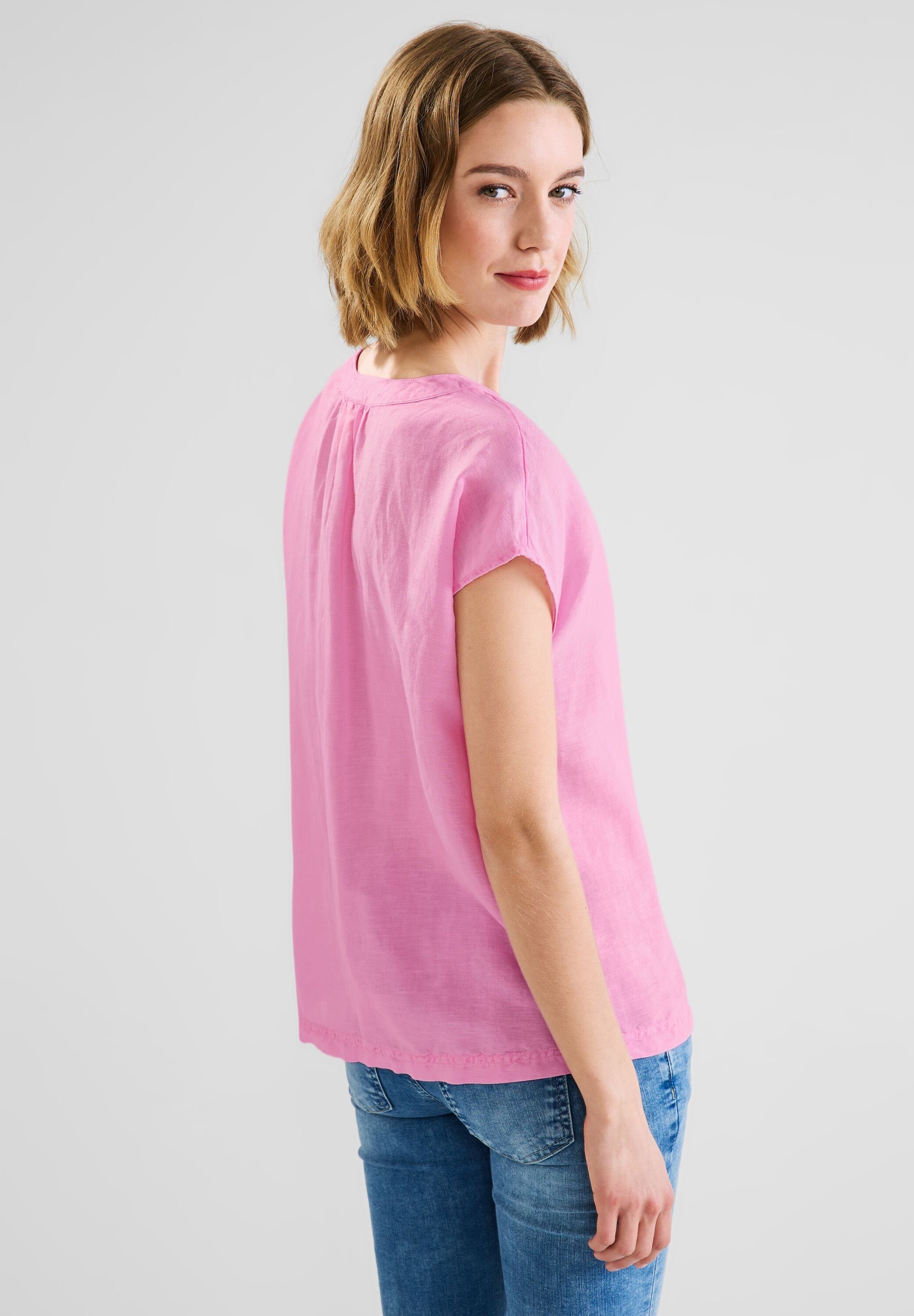 STREET ONE Shirtbluse Street One Blusenshirt Wild Rose Nicht Vorhanden (1-tlg) Leinenmix in