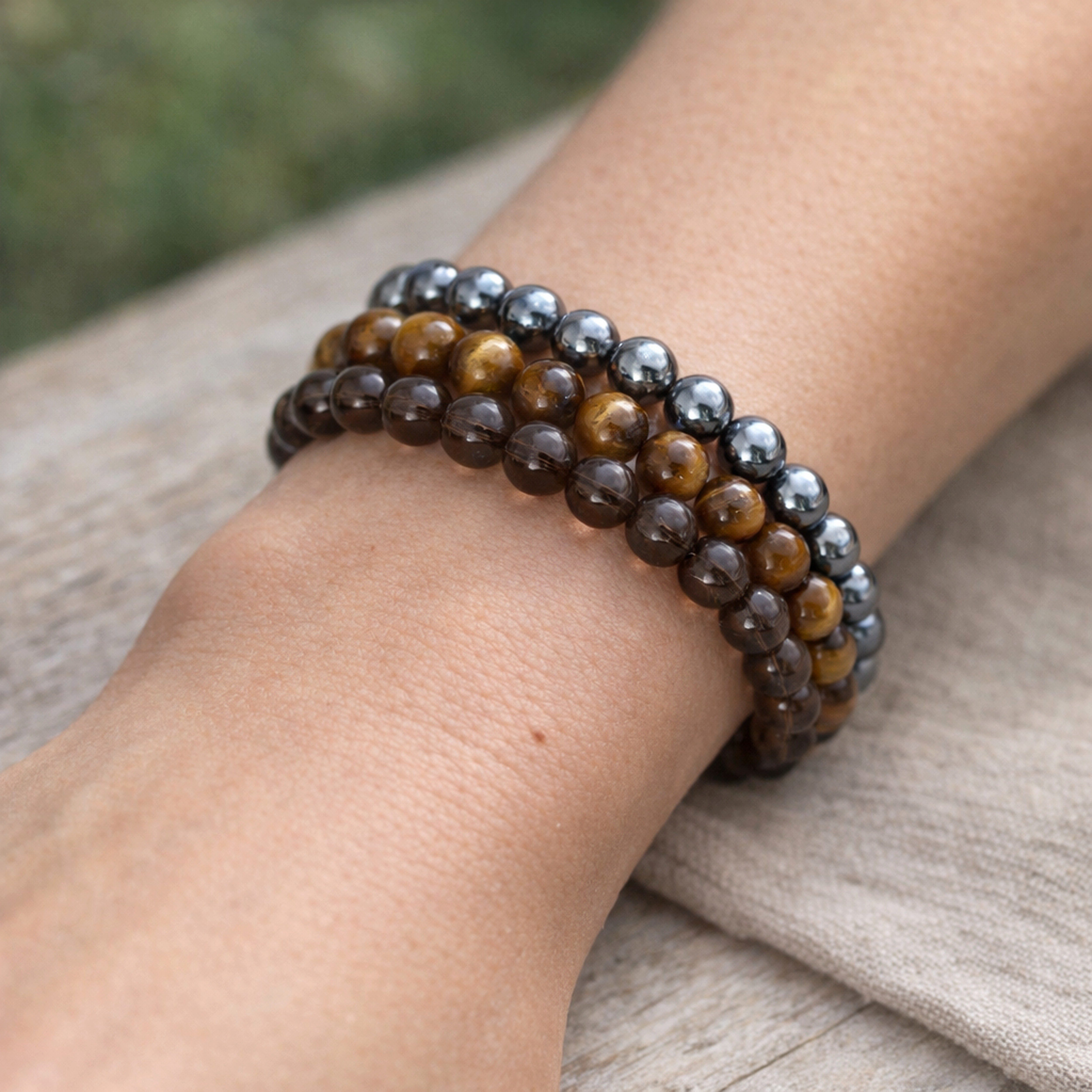 Lebensquelle Plus Armband Rauchquarz Kugelarmband, 8 mm – Bild 3 von 3