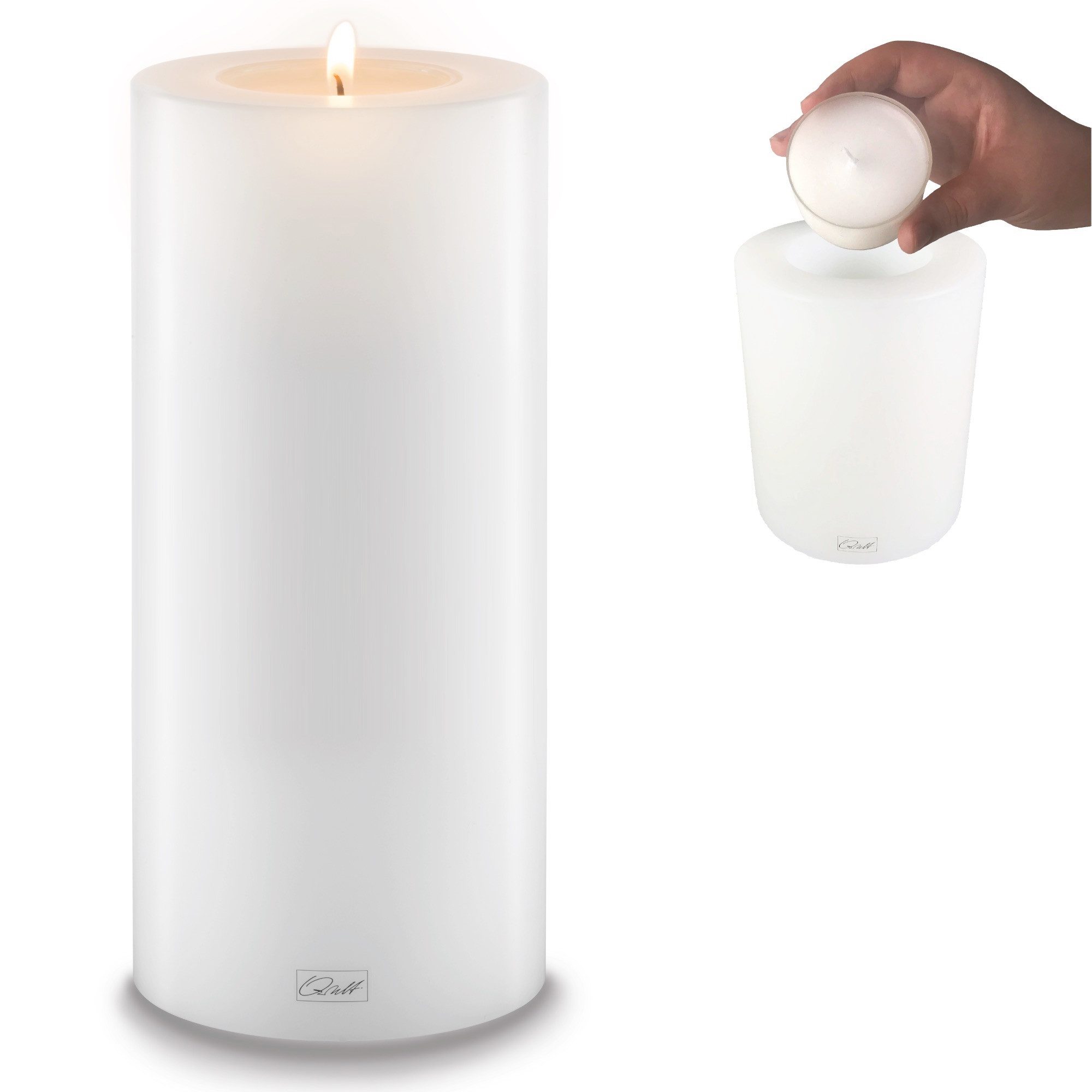 Qult Teelichthalter Farluce Trend - Durchm. 10cm Teelichthalter in Kerzenform Dauerkerze