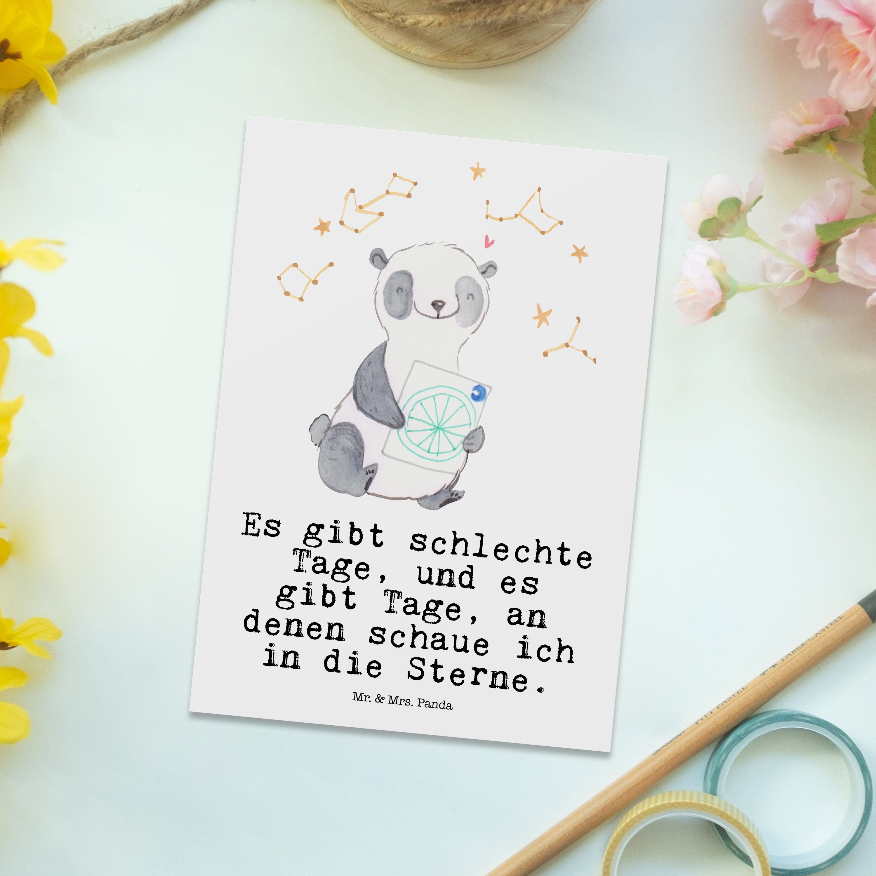 Horoskop, - Astrologie Postkarte Mrs. Mr. Ein Geschenk, Panda & Weiß - Geschenkkarte, Tage Panda