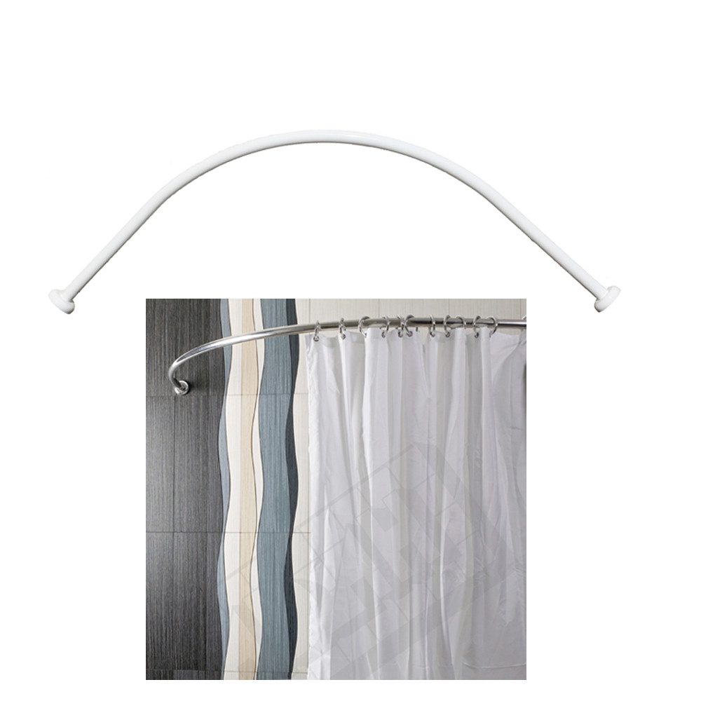 Ekershop Duschvorhangstange Bogenstange Alu Oval EINTEILIG 90 x 90 cm Eckduschstange, Ø 28 mm, kürzbar, Verschraubt, Aluminium, für Duschvorhang ohne Duschvorhangringe