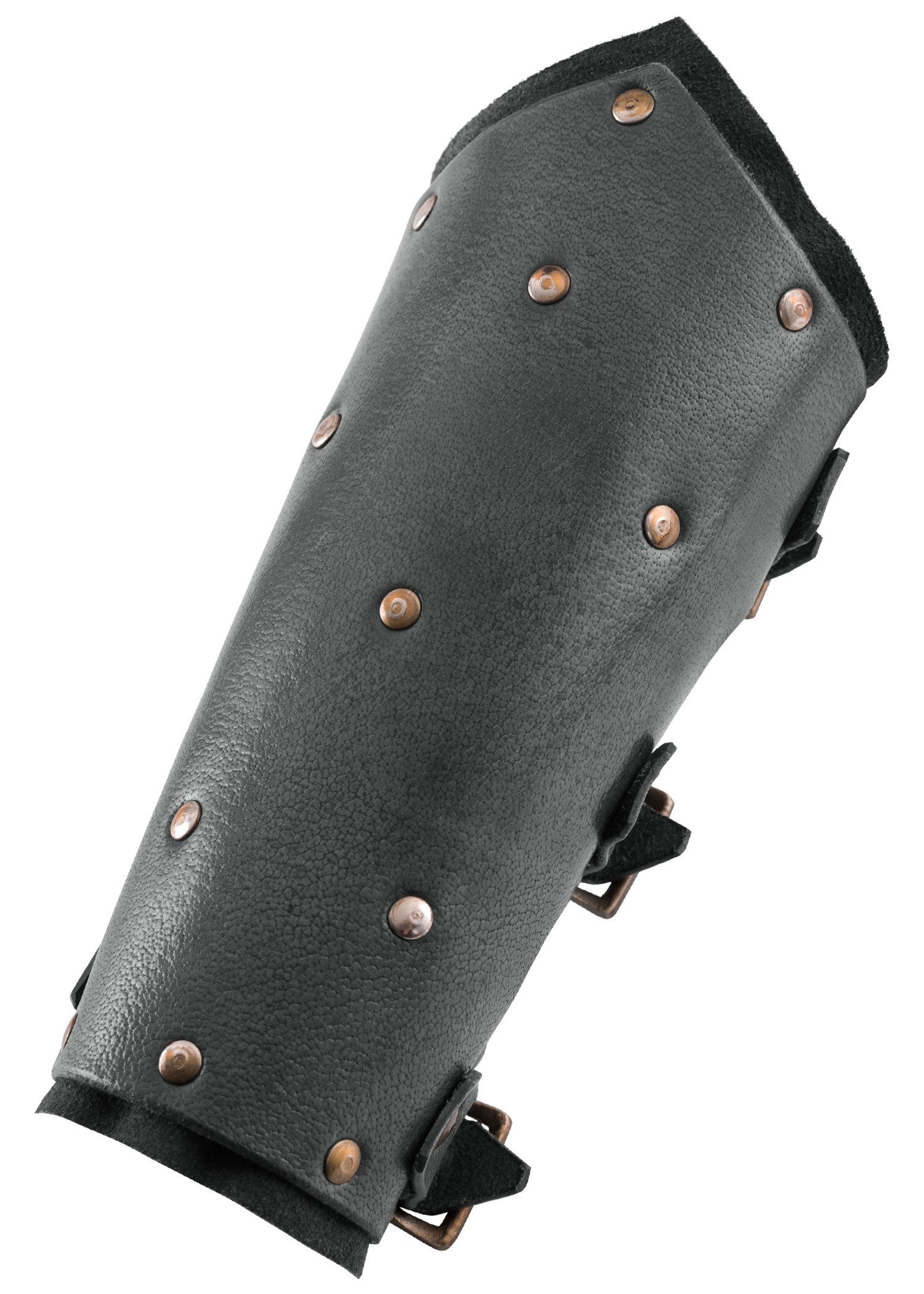 Ulfberth Ritter-Kostüm Armschützer aus Leder mit Nieten und Wildleder, Paar Schwarz