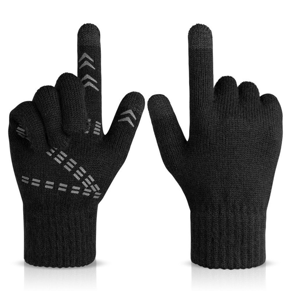 ManKle Strickhandschuhe Winter Warme Touchscreen Handschuhe Winterhandschuhe Outdoor Schwarz