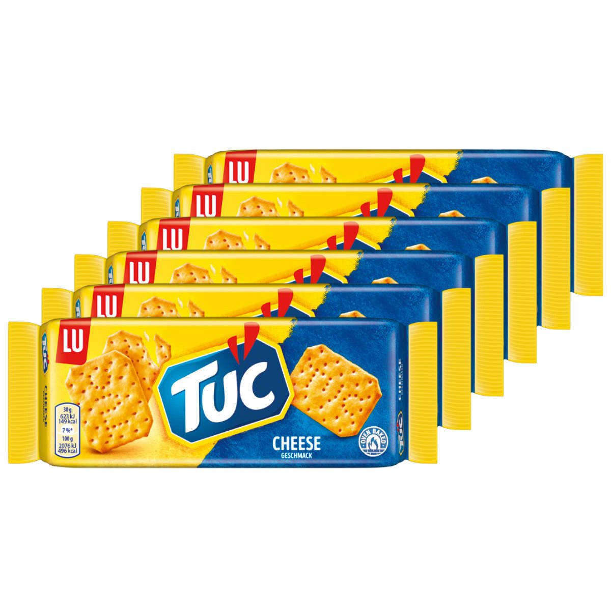Tuc Knabberei, Tuc Cracker Cheese Snack Salzgebäck mit Käse Geschmack 100g 6er Pack