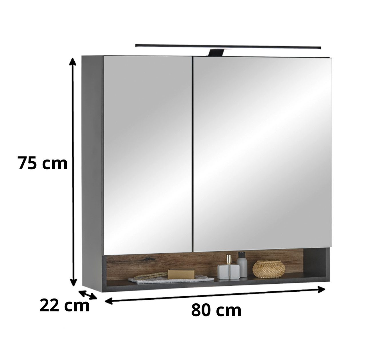 moebel-dich-auf Badezimmerspiegelschrank ASPEN 80 (in Schwarz günstig online kaufen