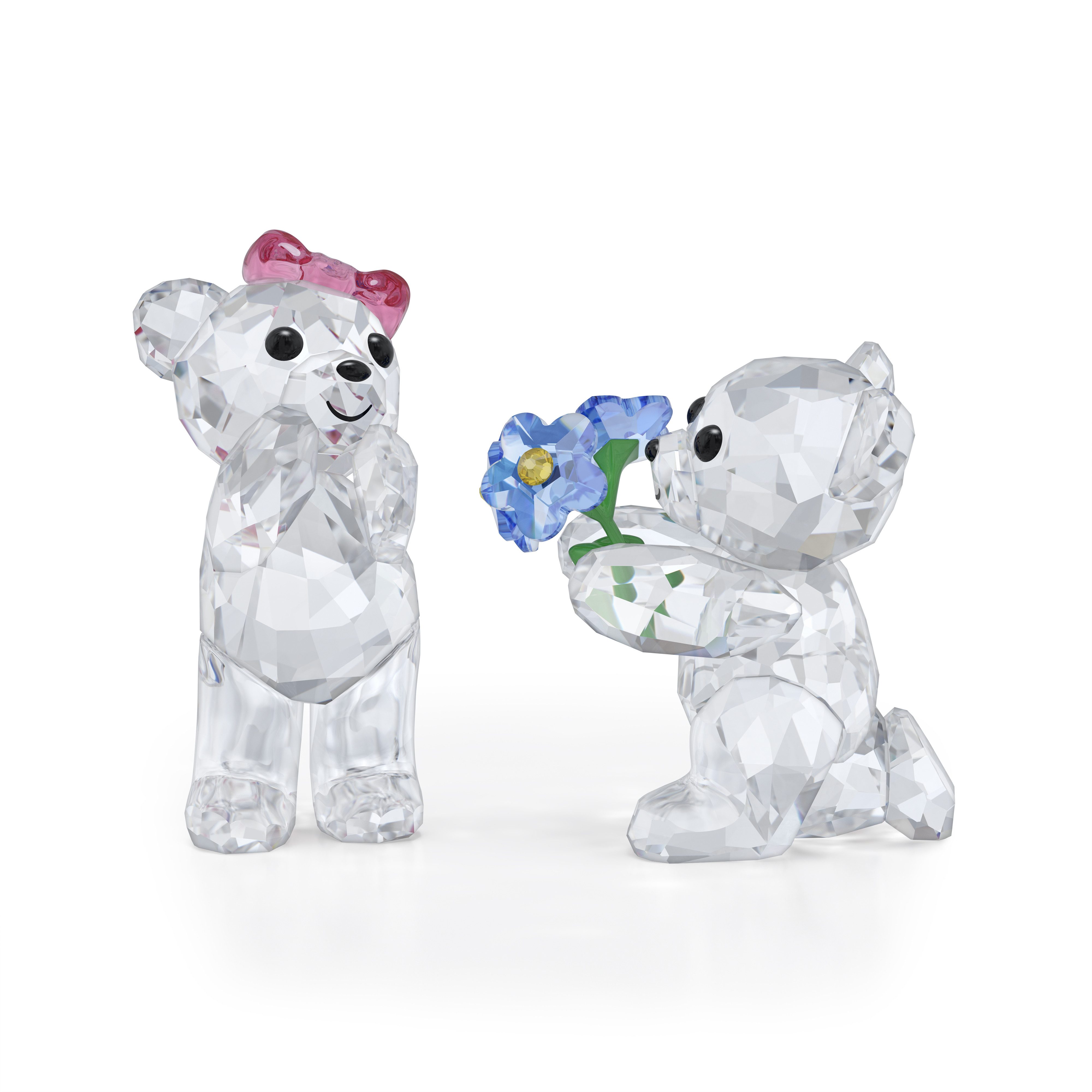 Swarovski Dekofigur Kristallfigur Sammelfigur KRIS BEAR I ADORE YOU (2 St), Swarovski® Kristall mit schwarzem Emaille