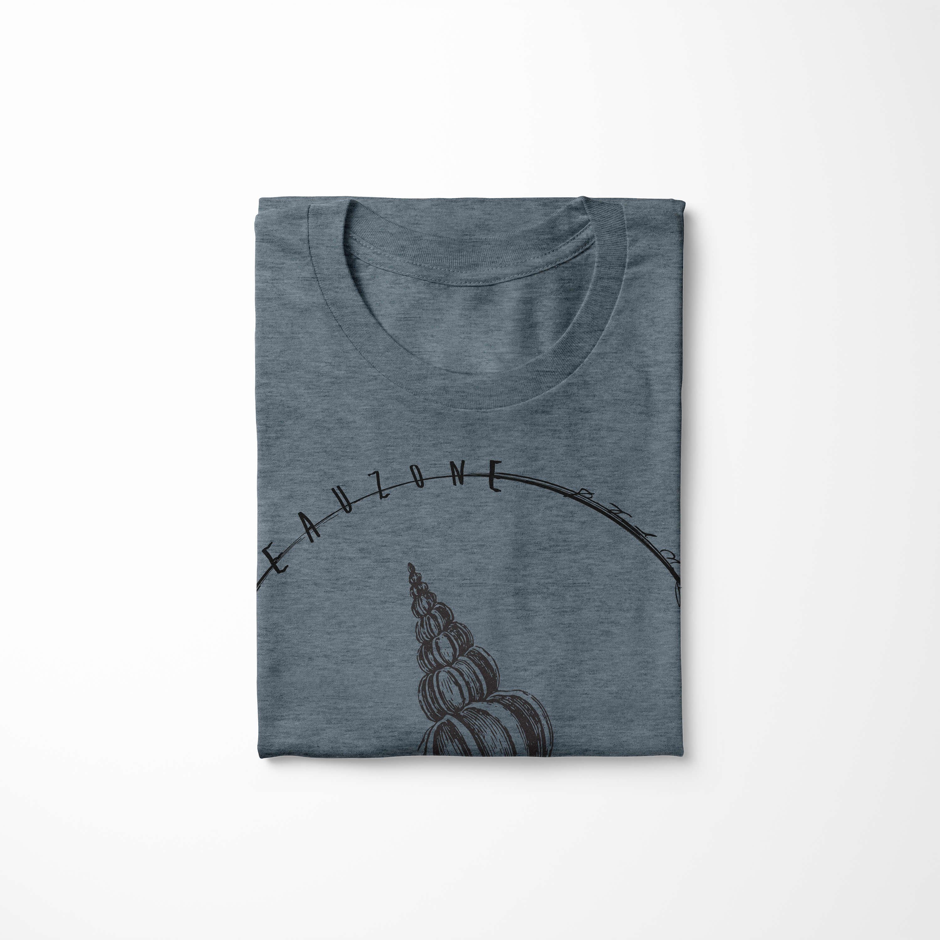 Sinus Art T-Shirt Indigo T-Shirt Sea Creatures, / Struktur feine - sportlicher Schnitt 026 Serie: Fische Tiefsee Sea und