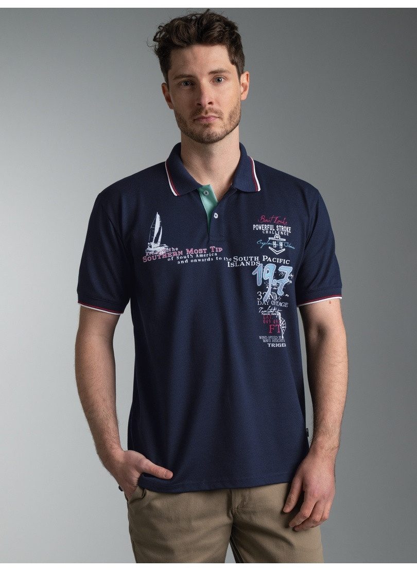 Trigema Poloshirt TRIGEMA Polo Shirt mit Maritimem Print (1-tlg)