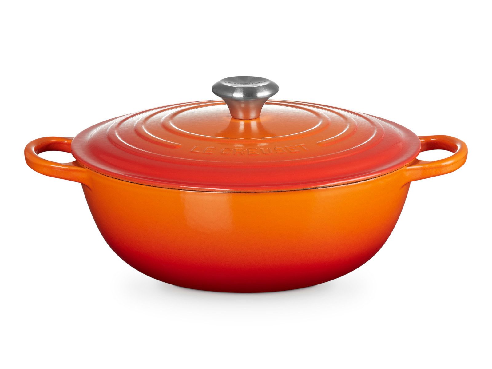 LE CREUSET Bräter Bräter La Marmite Signature rund ofenrot 28cm, Emailliertes Gusseisen