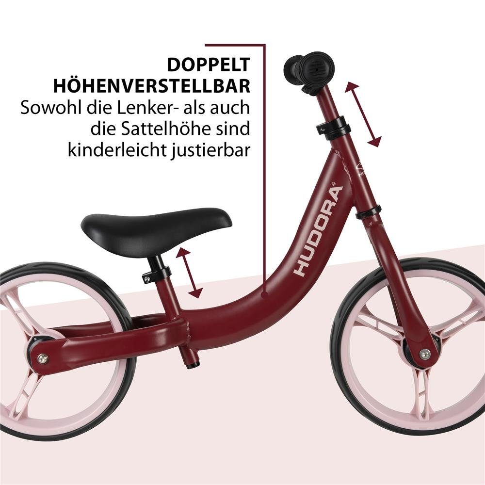 Hudora Laufrad Classic, bordeaux, höhenverstellbar, extra breite 12 Zoll Räder