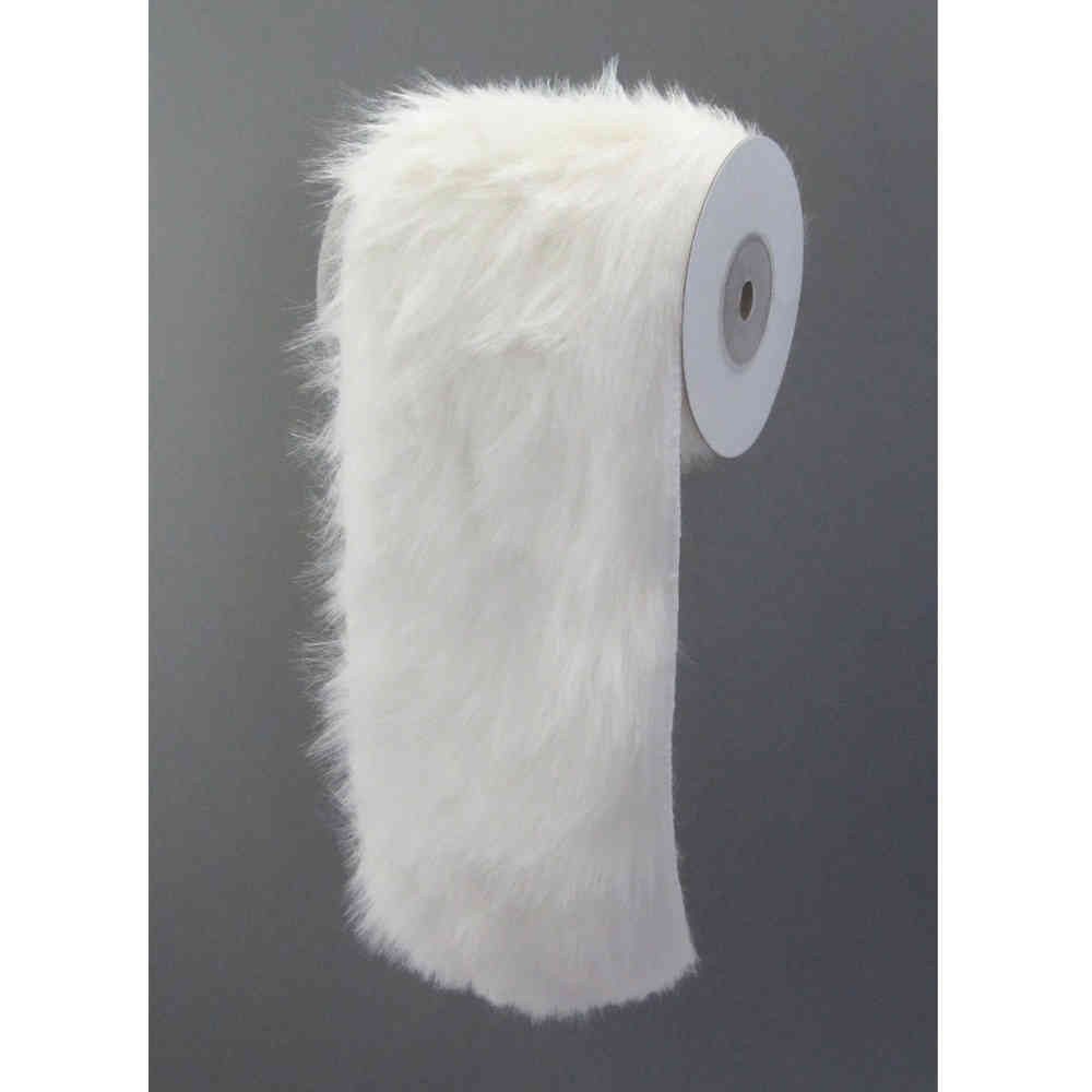 Gasper Tischband Fell Deko-Stoff auf Rolle 12cmx2m.Tischband Kunstfell Fell. Weiß